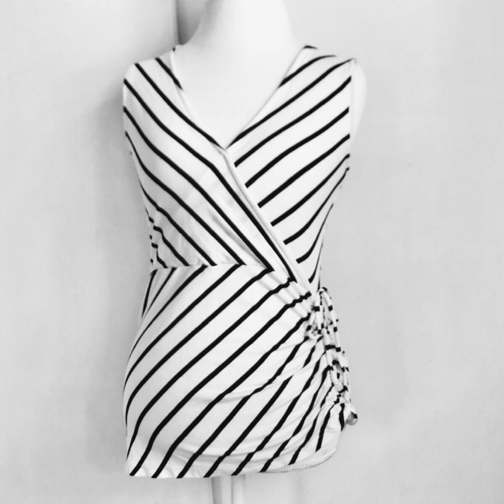 banana republic striped ruched top